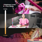 poukaran Desk Lamp, LED Desk Lamp with Wireless Charger, USB Charging Port, Table Lamp with Clock, Alarm, Date, Temperature, Office Lamp, Desk Lamps for Home Office, Pink