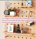 Wooden Wall Organizer Kit, Versatile Display Panel for Bedroom, Office, Bathroom, Wall-Mounted Storage Solutions (Natural Finish, 60x80CM)