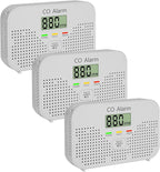 Carbon Monoxide Detector Powered by AA Battery (not Included),CO Monitoring Alarm with LCD Display Screen, Used for Home Basement Kitchen, Hotel Garage, Bedroom, Living Room Voice Alarm 3 Pack