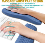 Hokafenle 2 in 1 Ergonomic Mouse Pad Wrist Support & Wrist Rest for Computer Keyboard Set, with Relieve Carpal Tunnel Pain Massage Bulge and Full Memory Gel Design (2In1 Set, Midnight Blue)