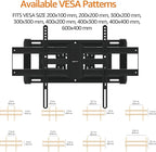 Amazon Basics Heavy Duty Dual Arm, Full Motion Articulating TV Mount for 37" to 80" TVs up to 132 lbs, Fits LED LCD OLED Flat Curved Screens, Black