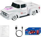 WSTER WS-538 Retro Pickup Truck Bluetooth Replica Speaker – Portable Wireless Car Model Speaker with FM, TWS, LED Party Lights, USB/TF Playback, Built-in Microphone, Type-C, Surprise Gift(White)