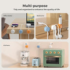 9 Pack Cord Organizer, Spring Cable Management, Adhesive Cute Cable Holder Clips, Phone Charger Wire Keeper for Desk Nightstand Car Office (9-Pack White_Orange_Blue)