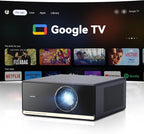 Wanbo X5 Pro Google TV Projector 4K Supported, 1100 ANSI Smart Projector with WiFi and Bluetooth, Outdoor & Home Movie Proyector, Auto Focus & Keystone, HDMI 2.0, Voice Control, HDR10 (2025 Upgraded)