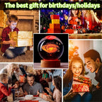 Conalisk 3D Galaxy Crystal Ball Lamp,3.15 Inch K9 Crystal Ball Night Light with Wooden Base,16 Colors Changing Light with Dimmable Remote Control,3D Laser Engraving Holographic Lamp (Galaxy)