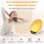 DreamSky Sunrise Alarm Clock Radio for Bedroom with Sound Machine - Dual Wake up Light Alarm Clock for Kids Adults, Digital FM Radio, Bluetooth Speaker, 26 Sleep Sounds for Baby, Dimmable Night Light