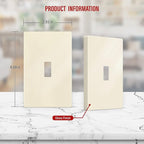 ENERLITES Screwless Toggle Switch Wall Plate, Child Safe Light Switch Cover, Standard Size 1-Gang 4.68" x 2.93", Unbreakable Polycarbonate Thermoplastic, UL Listed, SI8811-LA, Glossy, Light Almond