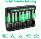 BONAI AAA Rechargeable Batteries, 8 Pack 1100mAh NiMH Batteries with Smart Universal Battery Charger