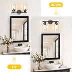 Unicozin 2 Light Vanity Lights, Black Wall Sconce Light with Clear Glass, Bathroom Light Fixtures, Wall Lights for Mirror, Living Room, Bedroom, Hallway, E26 Base (Bulbs Not Included)