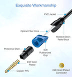 BlueRigger Digital Optical Audio Toslink Cable (25FT, Fiber Optic Cord, in-Wall CL3 Rated, 24K Gold-Plated) - Compatible with Home Theatre, Sound Bar, TV, Xbox, PlayStation PS4