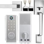 UMIK UMIKSMART Fingerprint Door Lock with Handle Set, Keyless Entry Smart Door Lock, Electronic Keypad Deadbolt Locks, App Control for Front Door, Home (Matte Silver in Zinc)