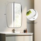 Brushed Nickel Bathroom Mirror, 24"×40" Oval Vanity Mirror with Stainless Steel Metal Frame, Silver Oblong Wall Mount Mirror for Bedroom, Living Room