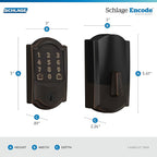 Schlage Encode Smart WiFi Deadbolt Lock for Front Door - Keyless Entry with App or Touchscreen - Works with Alexa, Hey Google, & Airbnb - Create Codes for Guests - Aged Bronze