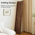 ALeesing 4 Panel Pegboard Wood Room Divider, 5.6Ft Pegboard Display Folding Privacy Screens, Peg Board Display Freestanding for Trade Show Craft Show Home Wall Organizer, Retro Brown