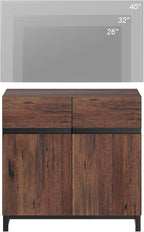 Wampat Modern TV Stand for 40 inch TVs, Entertainment Center Console with Adjustable Shelves and Metal Base for Living Room, Bedroom, Brown