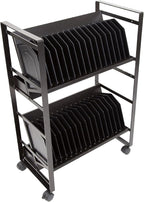 Line Leader 32-Device Mobile Charging Station | Steel Rolling Cart for Laptops, Tablets, & Chromebooks | Open Design with Dividers & UL-Certified Surge Protection | Portable Charging Stand (Black)