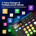 SINWE G1 Gaming Audio Mixer, RGB Audio Interface with Pro-preamp,Bluetooth, Streaming PC Mixer with XLR/48V Phantom Power for Live Streaming, Podcasting, Content Create, Gaming(Black)