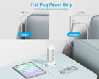 Flat Plug Power Strip Tower 15FT, 40W Total Fast Charging Station, Dual PD 20W USB-C Surge Protector with 12 AC Outlets and 8 USB Ports (4 USB C), Long Extension Cord for Home Office Dorm Room