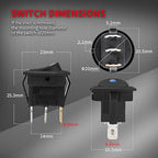 DaierTek Round Rocker Switch Shell 12V Lighted 3 Pin with Blue LED 12 Volt DC Rocker Toggle Switch for Automotive Car Truck ON Off 20A SPST
