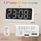 Alarm Clocks for Bedrooms, Digital Bedside Clock with RGB Night Light, Adjustable Volume for Heavy Sleepers, USB Charger, Large Display, Modern Decor for Desk, Dimmable Alarm Clock for Kids(White)