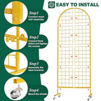 Asee'm Grid Wall Panels Display Stand 2' x 5.2' FT Gold Movable Wire Grid Wall Display Rack Heavy Floorstanding Detachable Girdwall Panel with T-Base for Craft Show Rack, Retail Displays 1PCS