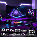 Amzfast 27 inch 240Hz Curved Gaming Monitor, FHD 1080P Monitor Gaming with Upgraded Built-in Speakers, MPRT 1ms with Fast VA Panel | 130% sRGB, 4000:1,1500R | 12 Months Warranty Exchange