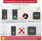 CallToU Caregiver Pager Alert Button Intercoms Wireless for Home for Seniors/Caregivers/Elderly/Patient/Pregnant/Home/Office 500FT Long Range, No Monthly Fee, Waterproof, Easy Install