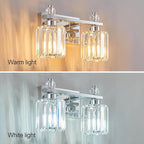 FDPBY Bathroom Vanity Lights 2-Light Chrome Modern Crystal Vanity Light Fixtures Over Mirror Crystal Bathroom Vanity Lighting Fixtures