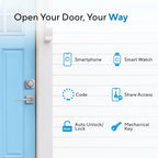 ULTRALOQ U-Bolt Smart Lock, 5 in 1 Keyless Entry Door Lock with Bluetooth, App Control, Backlit Keypad, Auto Unlock, Smart Deadbolt for Front Door, ANSI Grade 1, 1 Year Battery, Satin Nickel