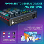 Bonkyo Gaming Audio Mixer & USB Interface with XLR Microphone, Bluetooth 5.0, RGB Effects, 48V Phantom Power, Voice Changer, G1 Sound Card for PS5, TikTok Live Streaming, Podcasting (Black)