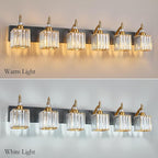 BBLLWJ Modern Black Gold 6 Light Bathroom Vanity Light Crystal Bathroom Light Fixtures Over Mirror