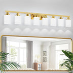 DIKAIDA 52inch Gold Bathroom Light Fixtures, Modern Bathroom Vanity Light with Milky White Glass Shade, Gold Wall Lamp Sconces for Mirror Bedroom, Living Room Hallway