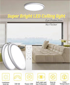4Pack 12 Inch Remote Control Dimmable LED Flush Mount Ceiling Light Panel,24W 2520LM,2700K-6000K Adjustable Color,Ultra Thin Round White Ceiling Light Fixture for Hallway Kitchen Bedroom Home Office