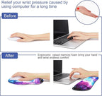 Mouse Pad Keyboard Wrist Rest, Gel Non Slip Rubber Wrist Support Rest Mouse Pad for Home Office, Computer, Laptop, Typist, Gamer, Soft Cushion Mousepad with Memory Foam Ergonomic Nebula Galaxy