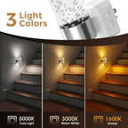 L LOHAS LED Night Lights Plug into Wall 2 Pack, Dimmable Night Light with Dusk-to-Dawn Sensor, Soft White/Cool White/Amber 3 Color Light, Adjustable Brightness, Rotatable Plug, Bubble Nightlight