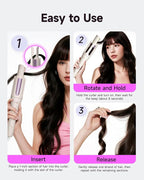 TSUYAGLA Automatic Hair Curler, 1 1/4 Inch Rotating Curling Iron with 3 Temp, 500 Million Ionic, 2-Way Rotation,10S Fast Heating, Anti-Scald, Anti-Tangle Rotating Curling Wand for Long Hair