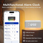 Bluetooth Alarm Clock Radio Bedroom, Digital Dual Alarm Clock Bedroom, Up to 10 Alarms Clock Night Light Speaker App/Button Control FM Charge Snooze Adjustable Brightness Dim 12/24H, White