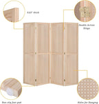 Bonnlo 4 Panel Pegboard Freestanding, 5 FT Portable Display Board Organizer for Craft Show Jewelry, Wooden Folding Privacy Screen Room Divider (Without Base, Natural)
