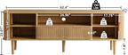 DAMCROP 62.4 Inch Fluted TV Stand, Modern Media Console Table with Sliding Tambour Door Farmhouse Sideboard Buffet Cabinet Fits TVs up to 75 inch, Wood Entertainment Center for Living Room(Oak)
