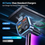 UNBREAKcable Bluetooth 5.3 FM Transmitter for Car, [PD 20W + QC 3.0] [Stronger Microphone & HiFi Bass Sound] Cigarette Lighter Radio Music Adapter Charger, Supports Hands-Free Siri Google Assistant