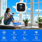 2.5K Window Camera, 5GHz & 2.4GHz Window Security Cameras with Color Night Vision, WiFi Camera with Motion Detection, Continuous Recording, Spotlight Siren, Real-Time Alerts, 2-Way Audio (White)