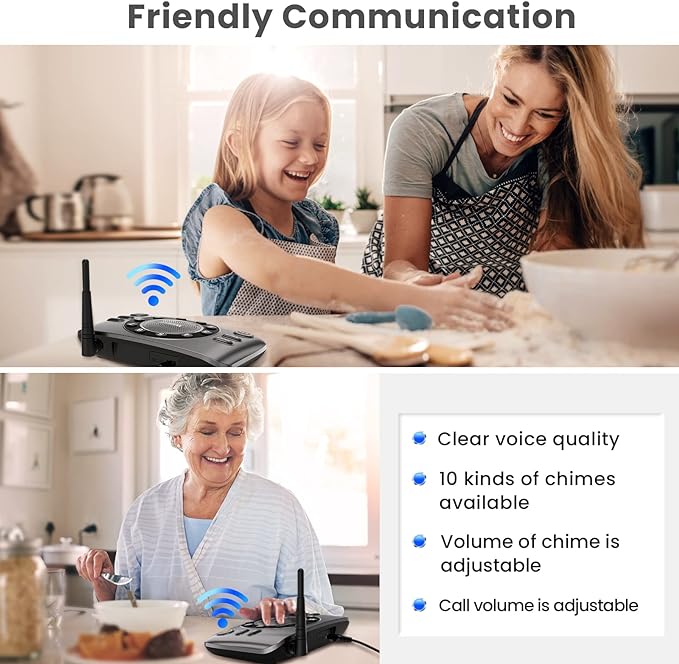 Hands-Free Intercoms Wireless for Home Business, Wuloo Upgrade Two Way Audio Intercom System for Elderly, Full Duplex Room to Room Intercom with 5280 ft Range Clear Sound Anti-Interference, 1-Pack