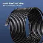 50FT Sewer Inspection Camera, DEPSTECH 1080P Dual Lens Endoscope with Lights, 5" IPS Screen Borescope Tool, Split Screen, IP67 Waterproof, 7.9mm Snake Scope Drain Camera for Wall Drain Pipe Automotive
