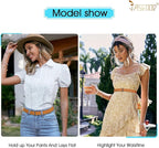 JASGOOD Women No Show Stretch Belt Elastic Web Strap Belt with Flat Buckle for Jeans Pants Dresses