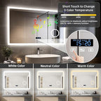 LUVODI Bathroom Mirror LED Lighted: 40x24 inch Rectangle Makeup Vanity with Bluetooth Speaker, Time Display, Magnifier, Anti-Fog, Memory Function, 3 Color Temperature