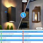 wowlite Outdoor Wall Lights Dusk to Dawn Sensor, 2700K Warm LED Up Down Sconce, IP65 Waterproof 13" Modern Square Matte Black Exterior Light Fixture Wall Mount for Porch Patio Garage, ETL Listed