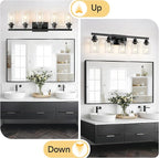 DIKAIDA 5-Light Black Bathroom Vanity Light, Modern Vanity Lighting Fixture for Bathroom, 31" Matte Light Fixture, Wall Sconces with Clear Glass Shade, Black Bathroom Wall Light Over Mirror