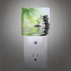 Smoaffly Zen Stones Bamboo Tree Jasmine Flower Spa Night Light Plug-in LED Nightlights Auto Sensor Night Lamp Dusk-to-Dawn Lamp Home Decor for Nursery Children Girls Boys