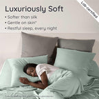 Bambaw King Sheets Set 4pcs – 100% Viscose Derived from Bamboo Sheets King Size Deep Pocket, Fits Up to 16'', Luxury Bedding, Super Soft & Cooling Sheet Set (Sea Glass)