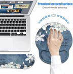 Keyboard Wrist Rest + Mouse Pad Wrist Support Set with Coasters, Non-Slip PU Base Ergonomic Mousepad for Home Office Working Studying Easy Typing & Pain Relief, Quote Bible Verses Psalm 46:5